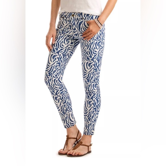 NWT $108 Vineyard Vines Women’s Nautical Zebra Print Skinny Jeans - Size 8 - Picture 1 of 7
